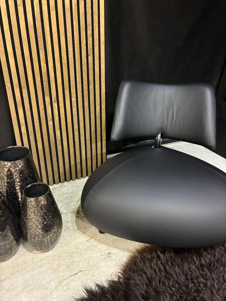 Zwarte leren Leolux Pallone PA fauteuil - Nieuw Leer, Ophalen, Leolux, ., Zwart
