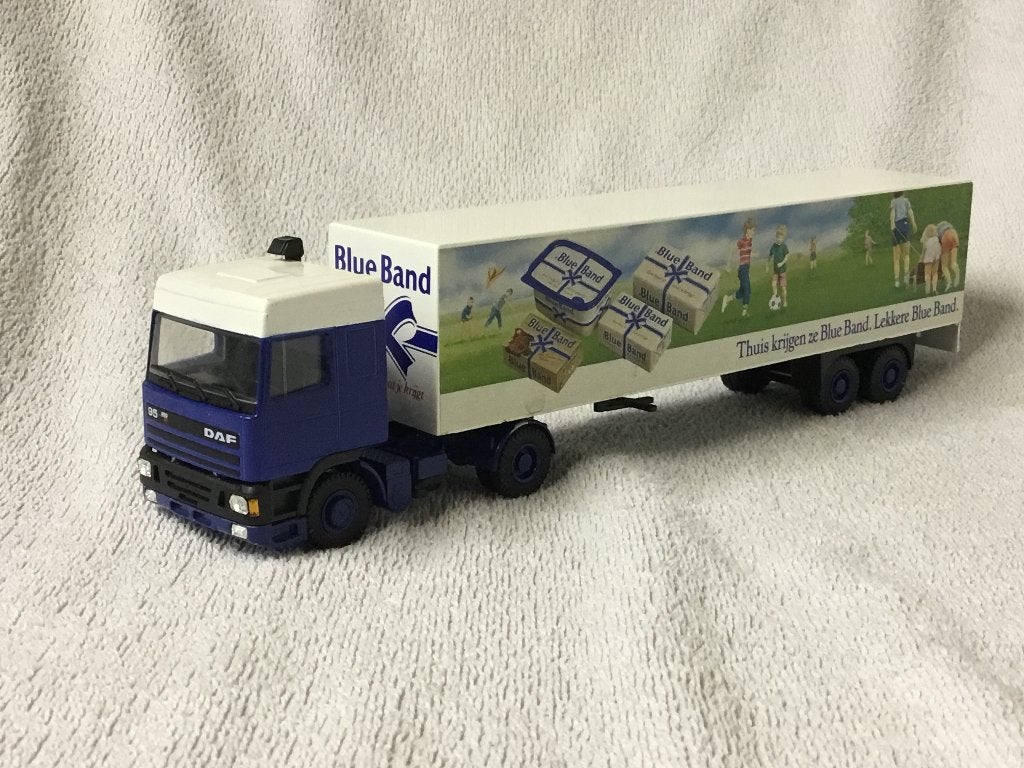 DAF95 Space Cab vrachtwagen met trailer Bleu Band, Ophalen of Verzenden, Zo goed als nieuw, Bus of Vrachtwagen, Lion Toys
