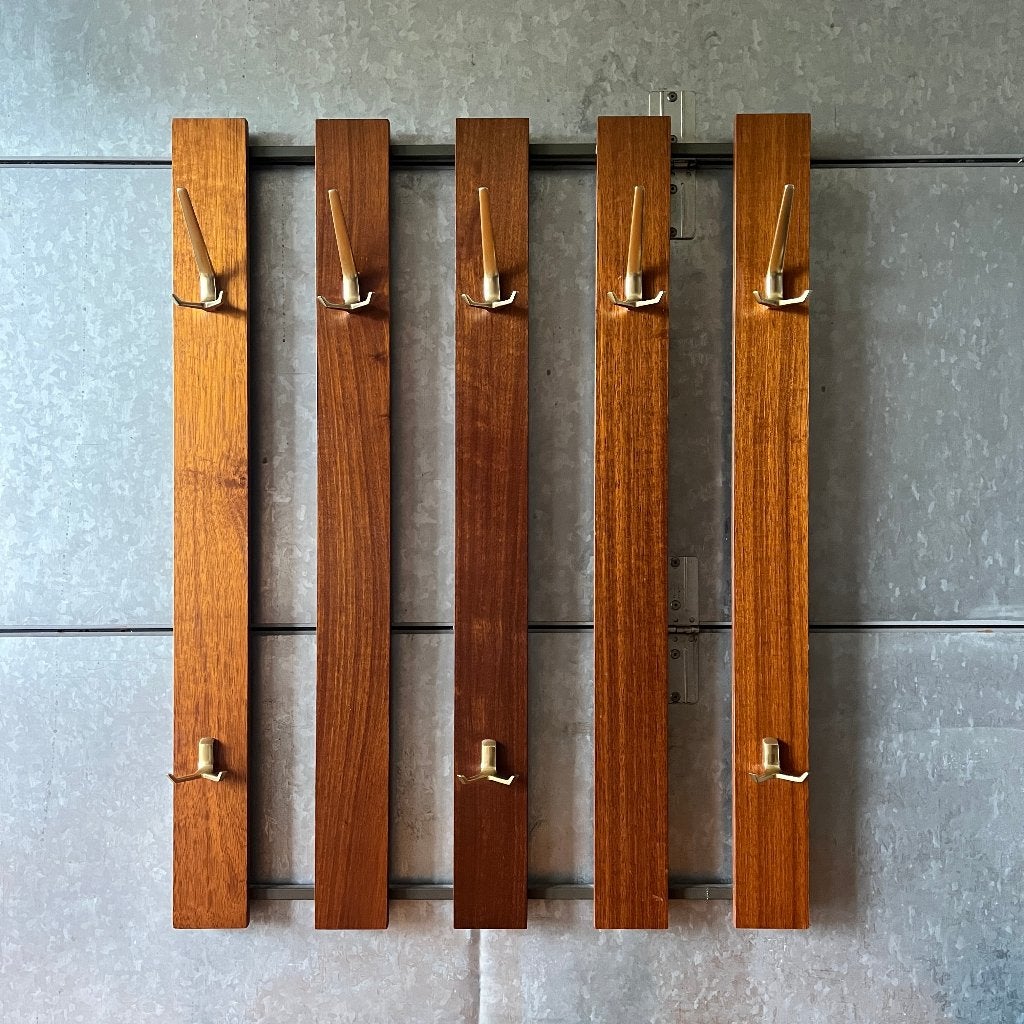 Wandkapstok teak en aluminium jaren 50 60 Pastoe, Gebruikt, Teak, Aluminium, Pastoe