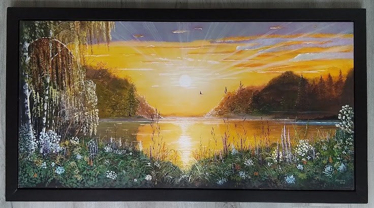 Handgeschilderd landschap in de stijl van Viktor Yuskevich, Antiek en Kunst, Kunst | Schilderijen | Klassiek, Ophalen, Landschap