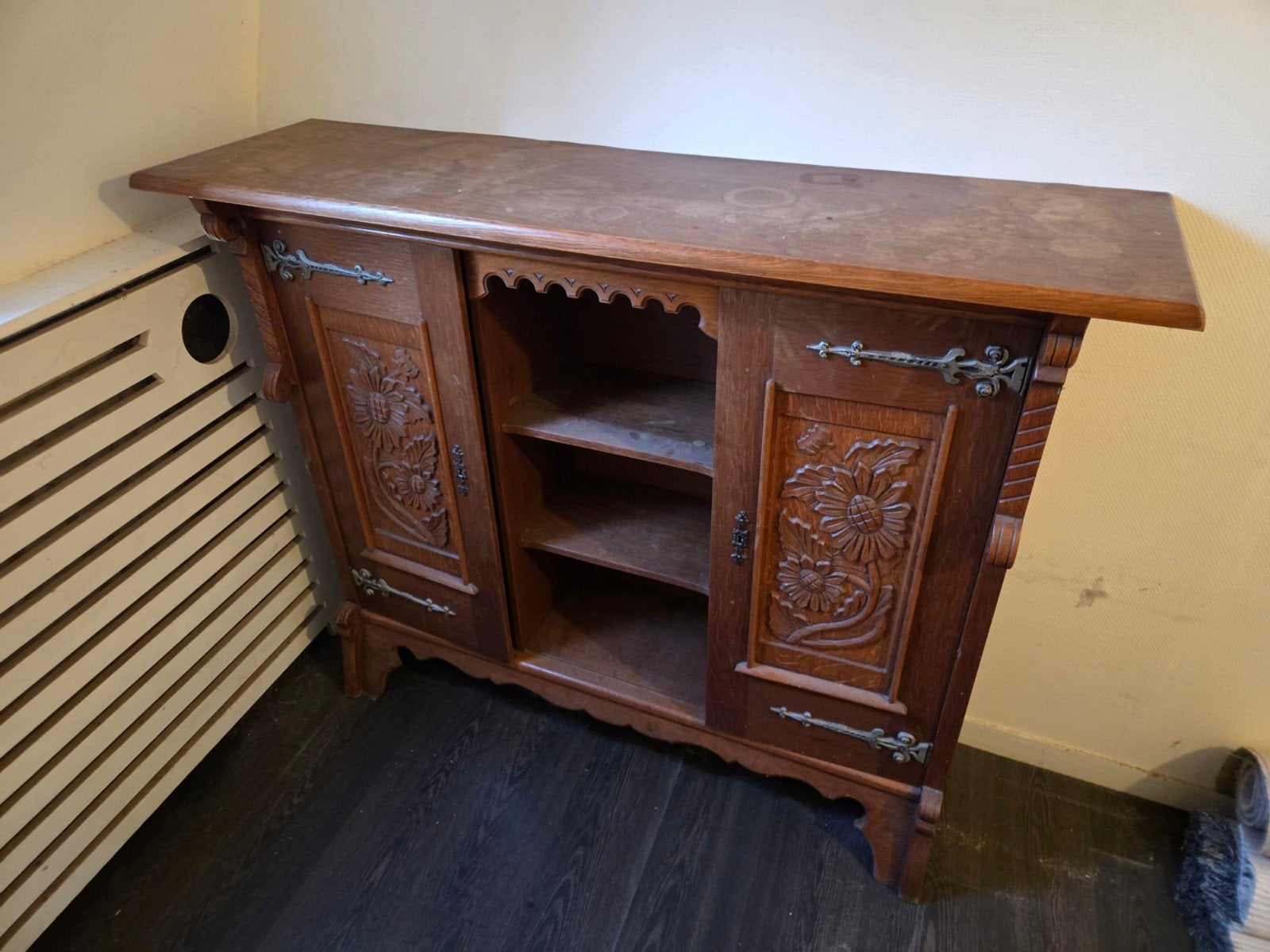 Antiek eikenhouten kast 145x40x115 cm, Ophalen