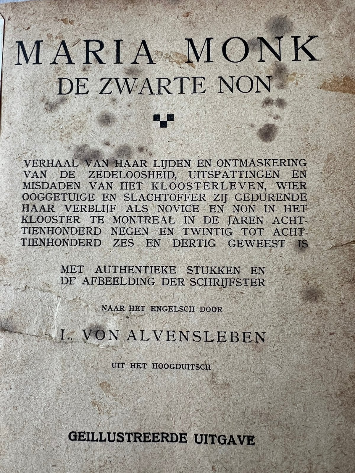 De zwarte non door Maria Monk, Ophalen of Verzenden