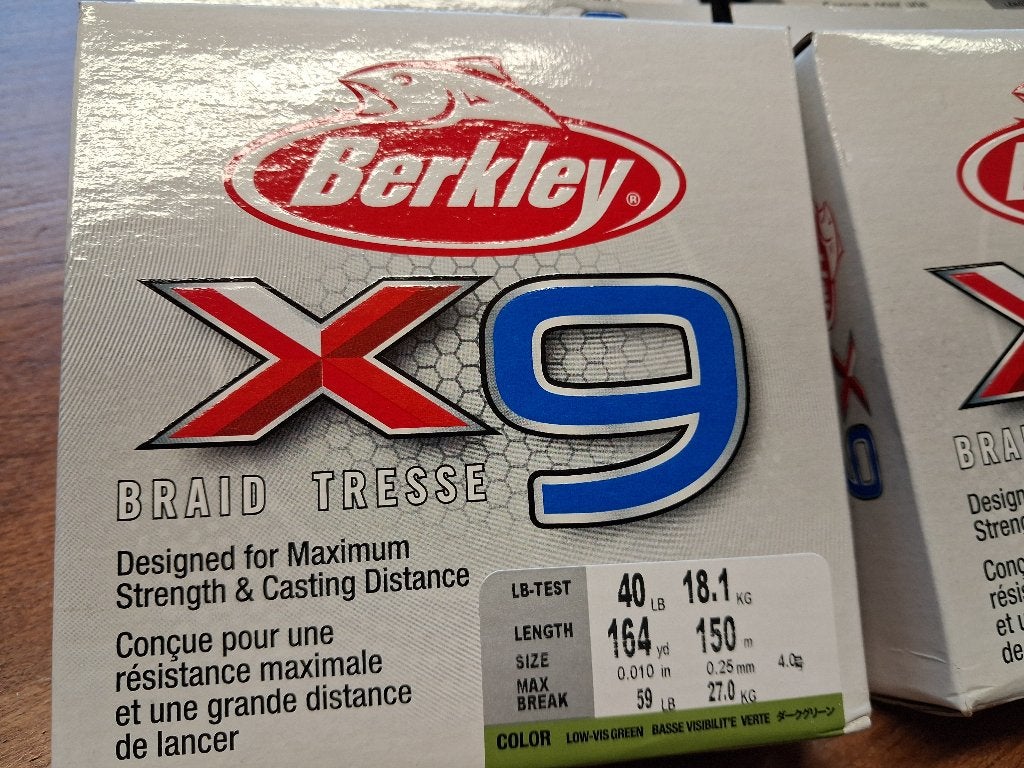 Berkley X9 gevlochten lijn (Low vis Green) 150 meter, Tinstraat, Nieuw, Ophalen of Verzenden, Info@purefishing.com