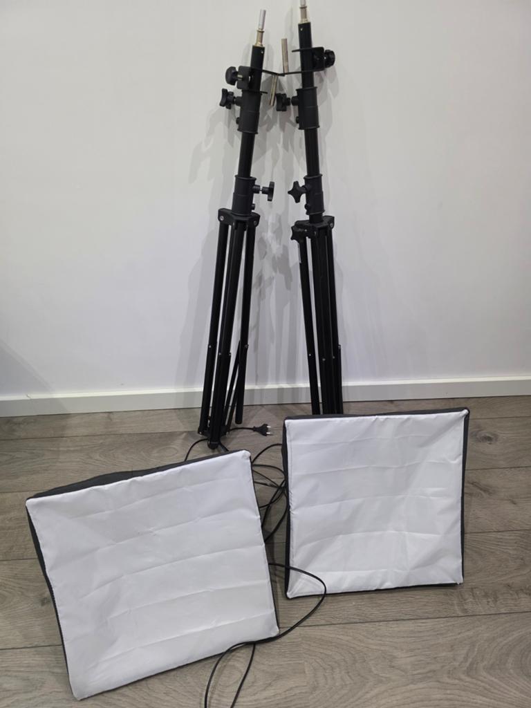 Fotostudio set: 2 softboxen met statieven, Ophalen of Verzenden, Gebruikt, Lamp of Flitsset