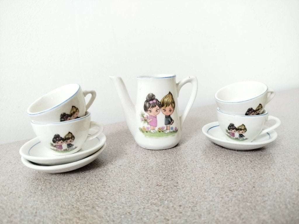 Poppenserviesje vintage 8 delig jaren 60, Ophalen of Verzenden, Gebruikt