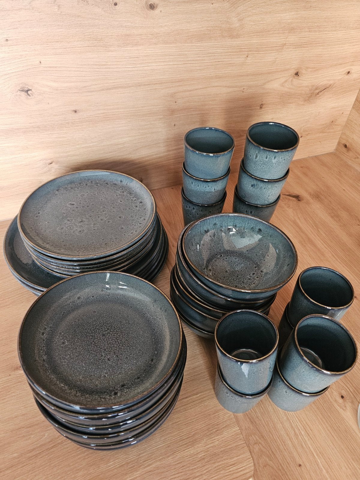36-delig Servies Porto - Blauw/Groen Portugees Stoneware, Ophalen, Overige merken, Keramiek, Zo goed als nieuw