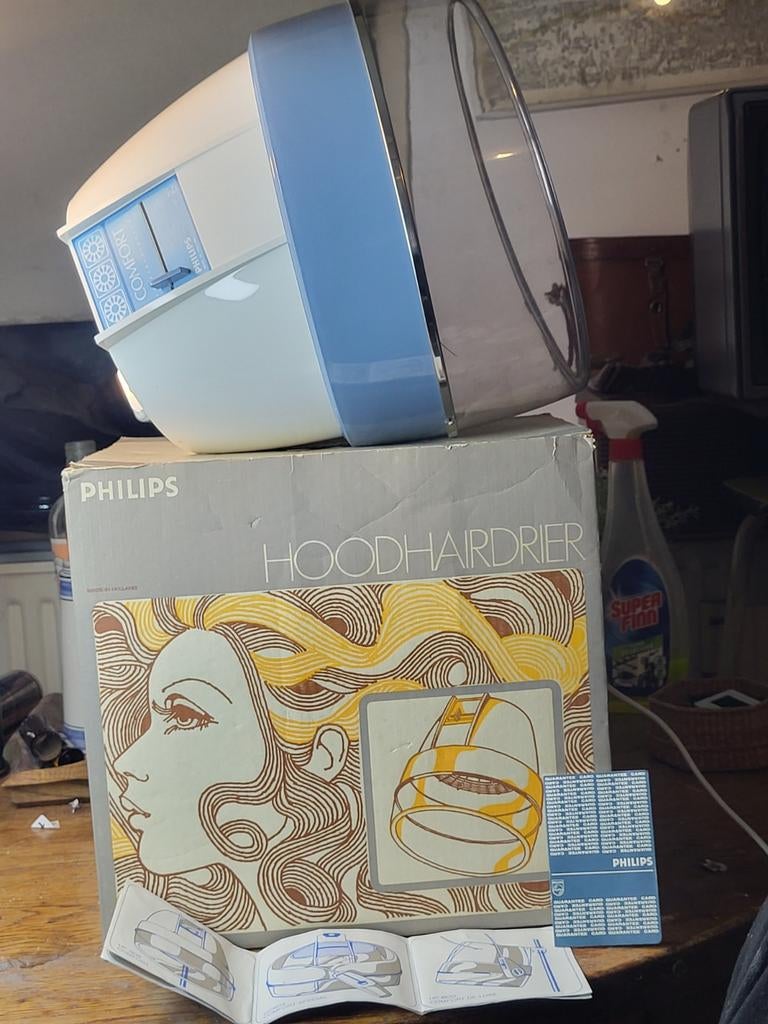 Vintage Philips hood hairdryer / haardroogkap met doos en pa, Sieraden, Tassen en Uiterlijk, Uiterlijk | Haarverzorging, Ophalen