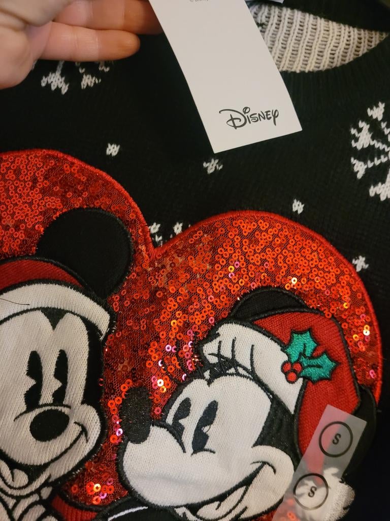 Disney Kersttrui Mickey & Minnie Mouse Maat S, Overige typen, Disney, Zwart, Maat 42/44 (L)
