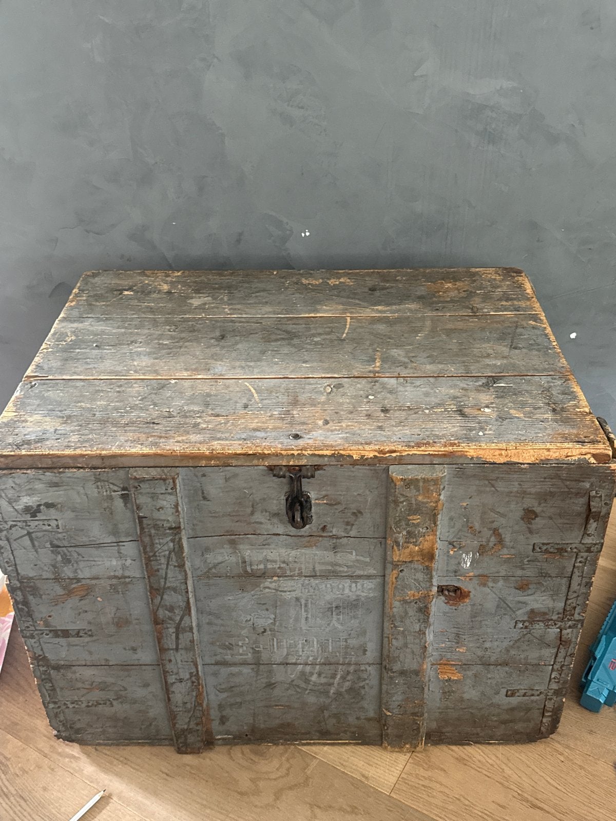 Vintage houten kist - Authentieke opbergkist, Ophalen, 50 – 75, Gebruikt, 50 tot 100 cm