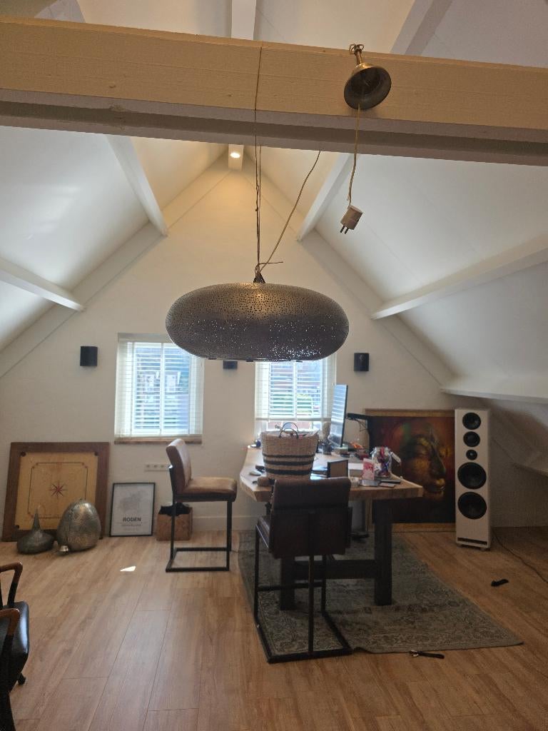 Metalen hanglamp 46x20, Huis en Inrichting, Lampen | Hanglampen, Ophalen, Oosters, Marokkaans, iniza, hip, Zo goed als nieuw, Metaal