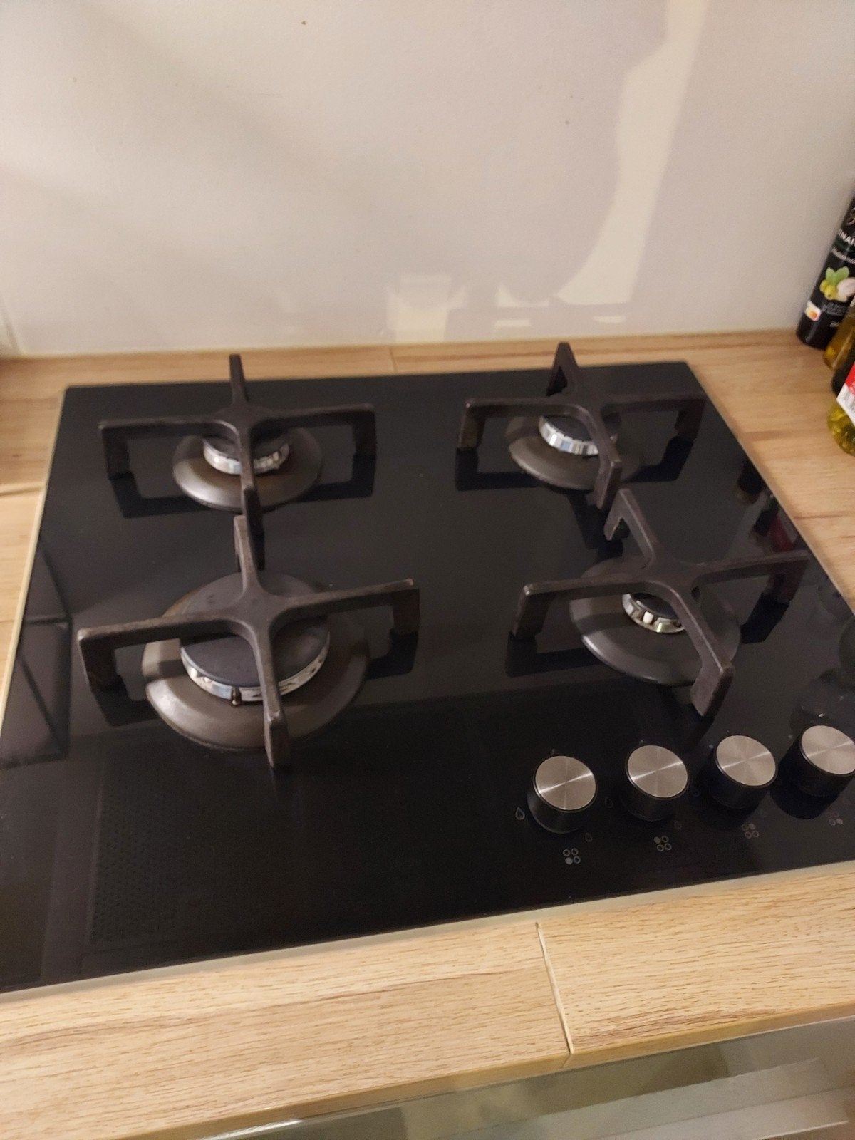 Zwarte glazen inbouw gaskookplaat, Witgoed en Apparatuur, Fornuizen, Ophalen, Gebruikt, Minder dan 85 cm, 60 cm of meer