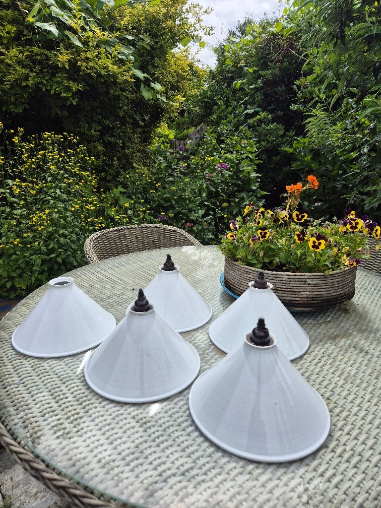 Retro/vintage schoenmakers lampemkap, Ophalen, Gebruikt, Wit, Rond