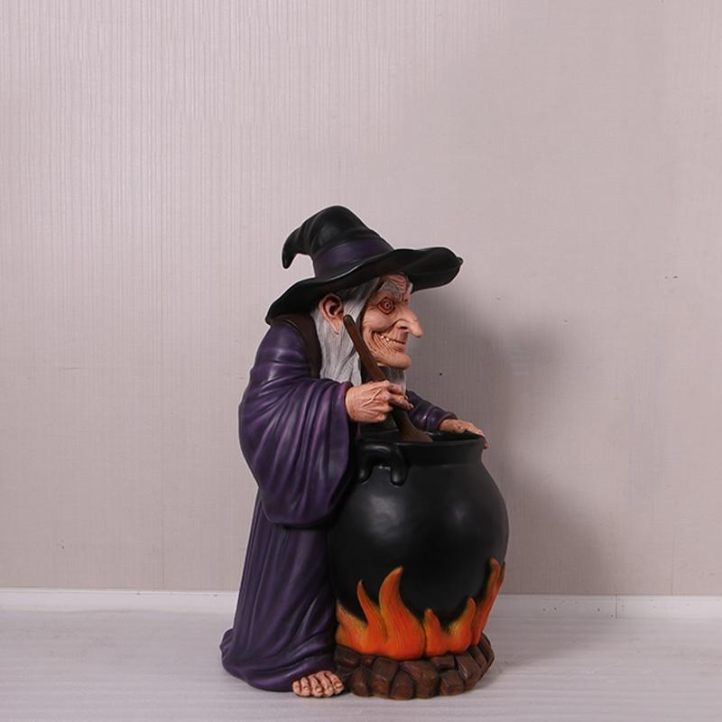 Witch with Cauldron – Heks Hoogte 122 cm, Verzamelen, Beelden en Beeldjes, Ophalen, Nieuw, Overige typen