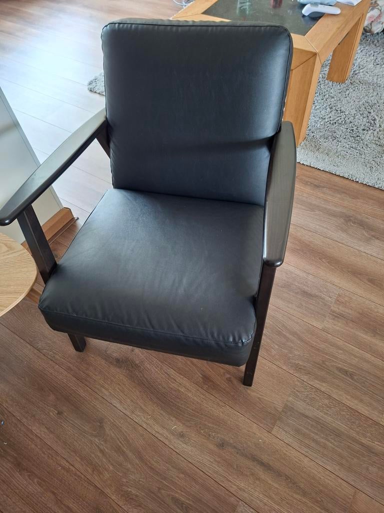 fauteuil met houten frame EKENÄSET, Huis en Inrichting, Ophalen of Verzenden, Zwart, Hout, Eén