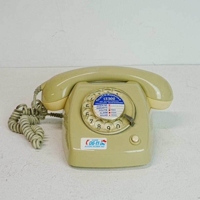 Vintage PTT T65 Telefoon met Draaischijf - Crème, Telecommunicatie, Vaste telefoons | Niet Draadloos, Ophalen of Verzenden, Met draaischijf
