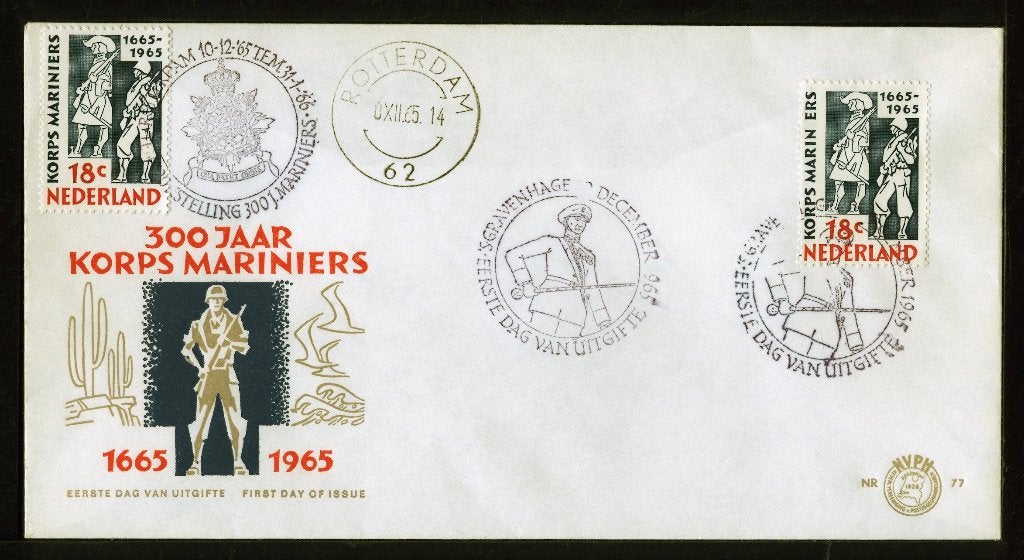 FDC '300 jaar Korps Mariniers' 1965, Ophalen of Verzenden, Onbeschreven, Nederland