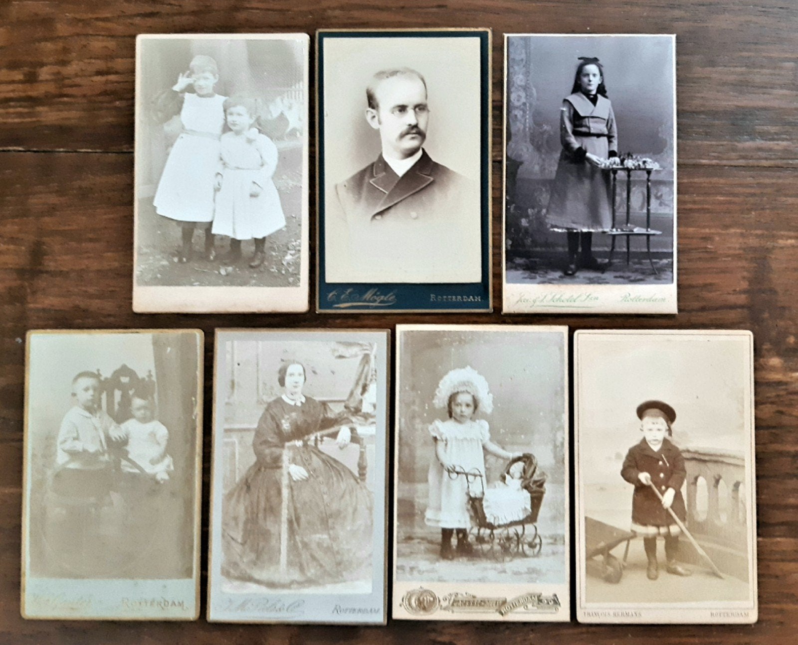 7 x  Carte de Visites Rotterdam 1880 - 1900, Ophalen of Verzenden, Voor 1940, Gebruikt, Overige onderwerpen