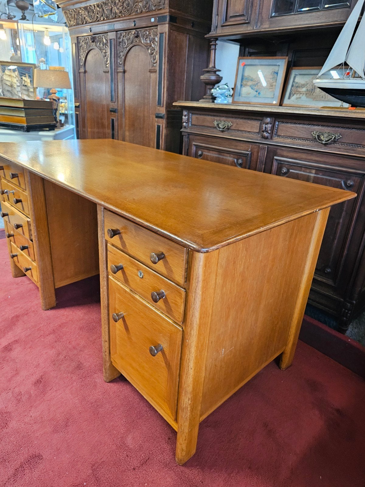 Vintage Eiken Bureau met Lades - Klassiek Design, Ophalen of Verzenden