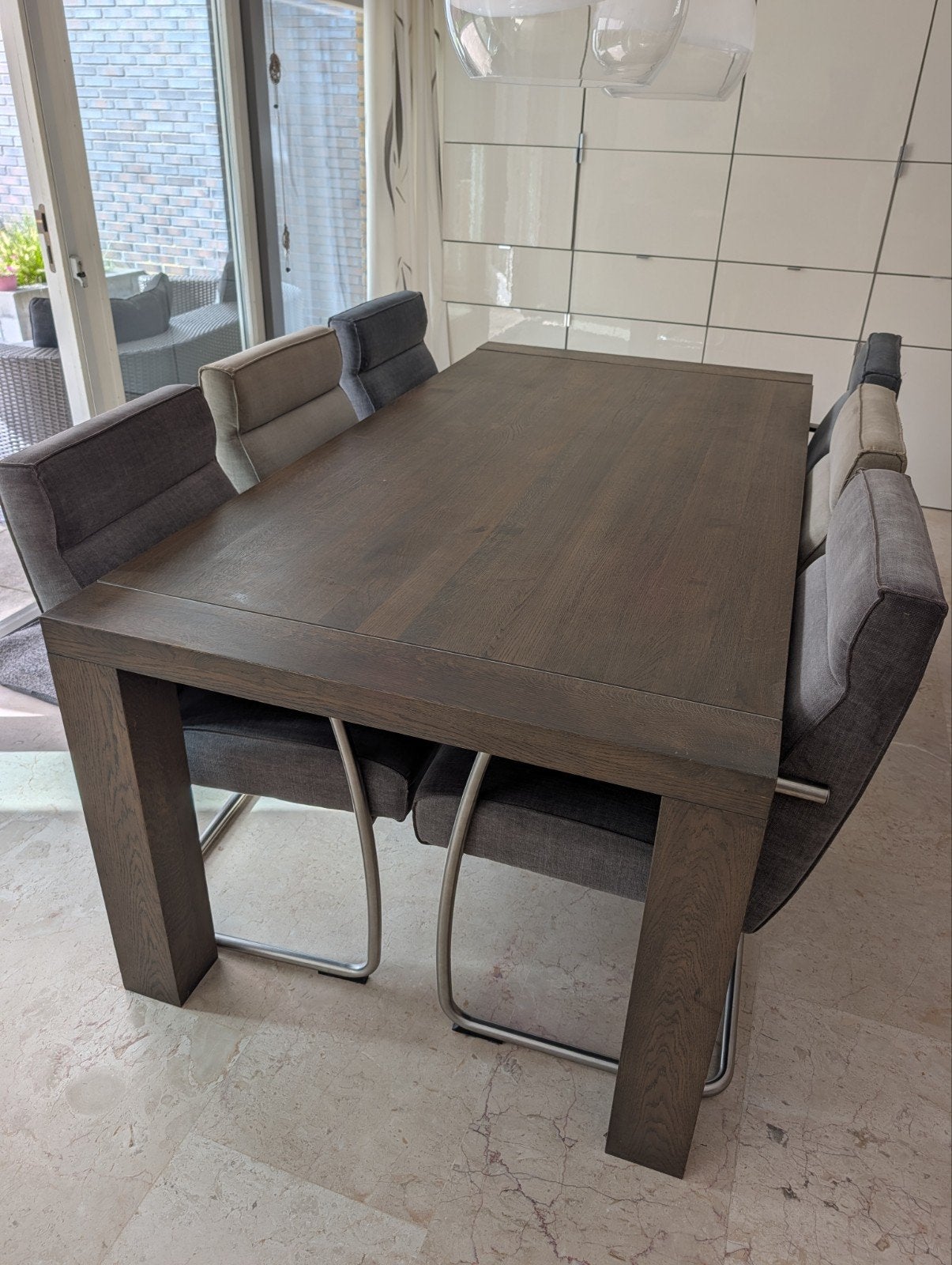 Goossens Eettafel met 6 stoelen - Modern en Comfortabel, Gebruikt, 100 tot 150 cm, 200 cm of meer, Vijf personen of meer