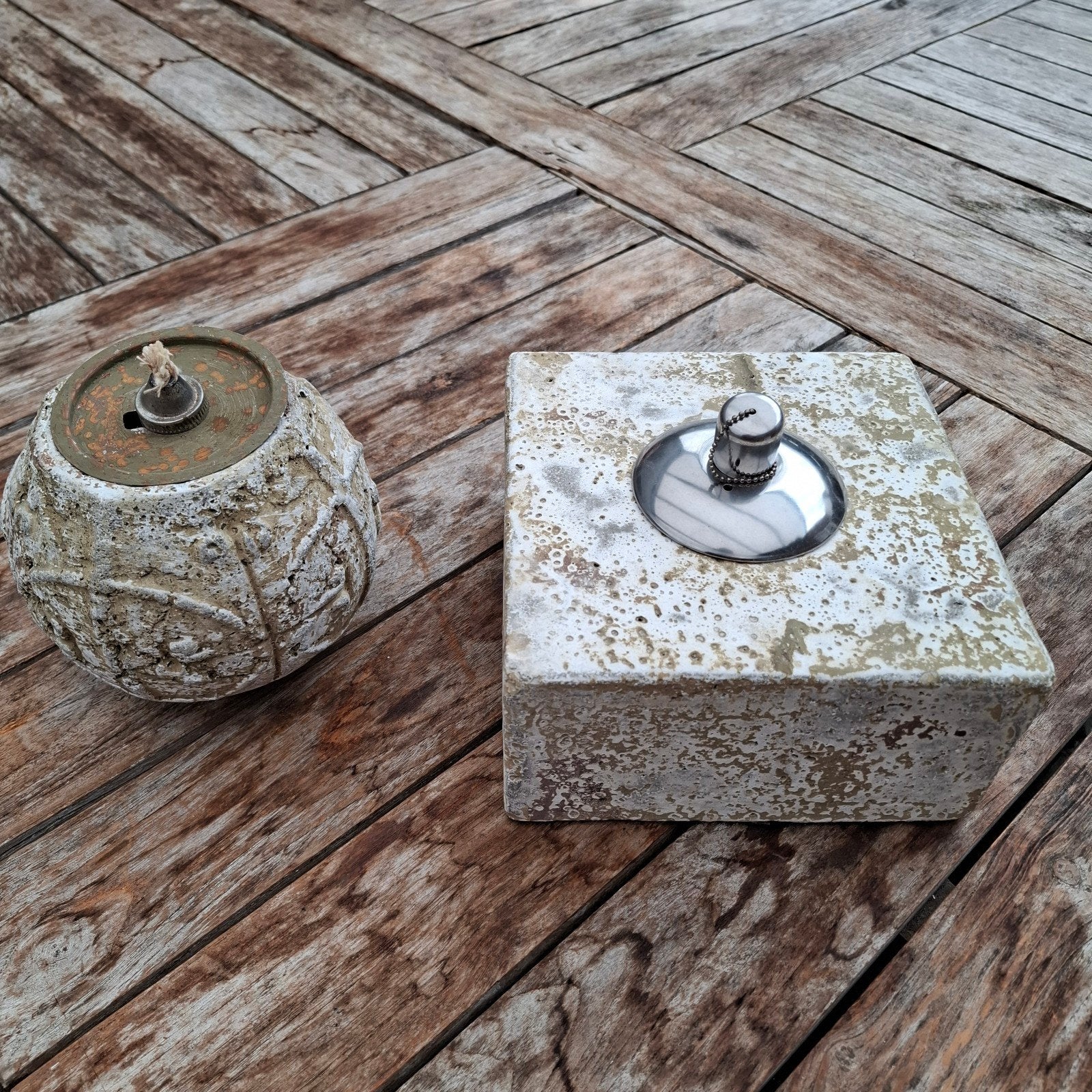 Betonnen vierkante of bol PTMD olielampen, Beige, Nieuw, Ophalen of Verzenden, 15 cm