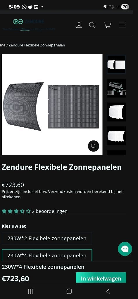 Zendure flexibele zonnepanelen 230W, Ophalen, Nieuw, Overige merken, Overige typen
