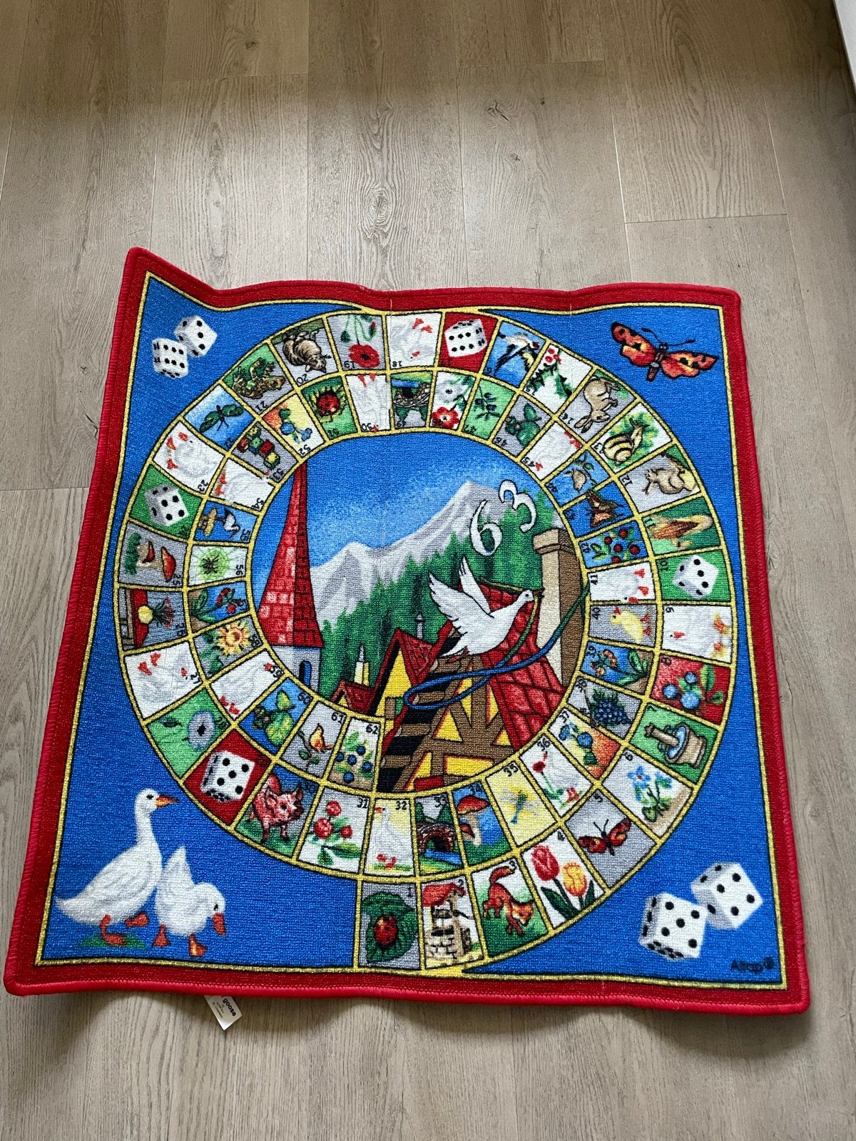 Ganzenbord Vloerkleed/Speelmat - Groot Formaat, Hobby en Vrije tijd, Gezelschapsspellen | Bordspellen, Drie of vier spelers, Ophalen of Verzenden