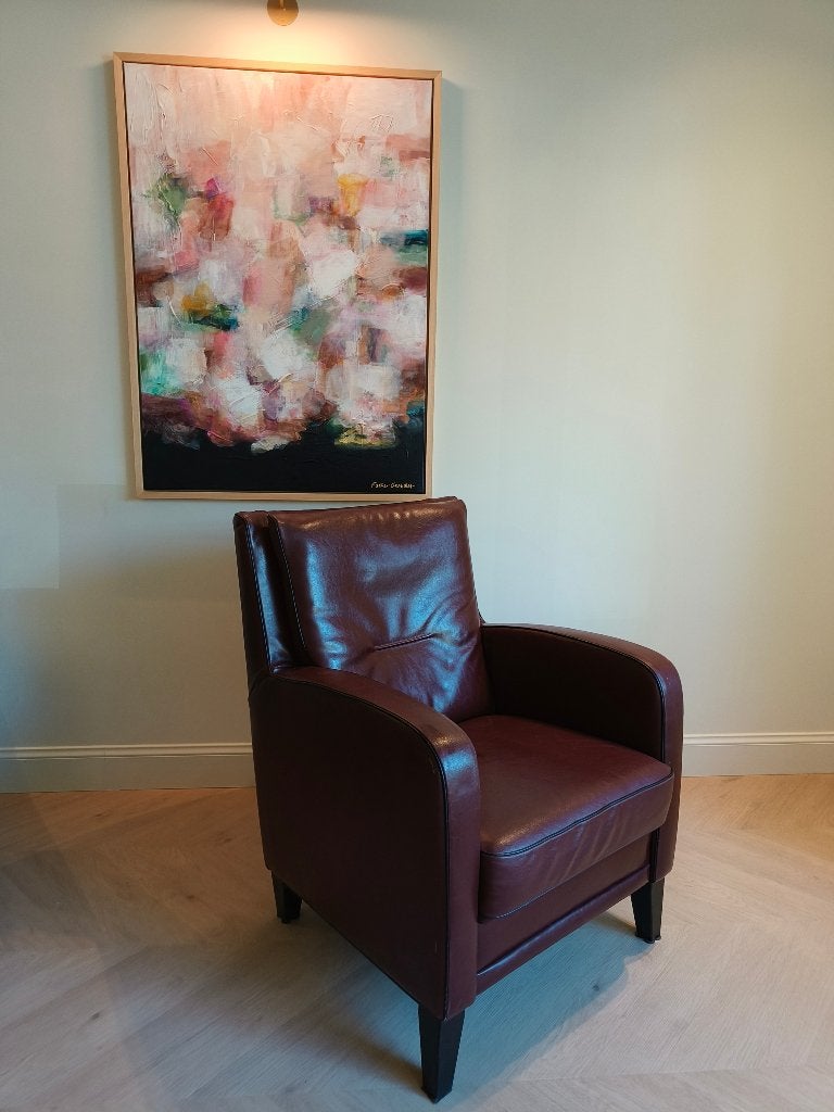 leren fauteuil / stoel art deco cognac, Gebruikt, 75 tot 100 cm, Ophalen of Verzenden, Art Deco