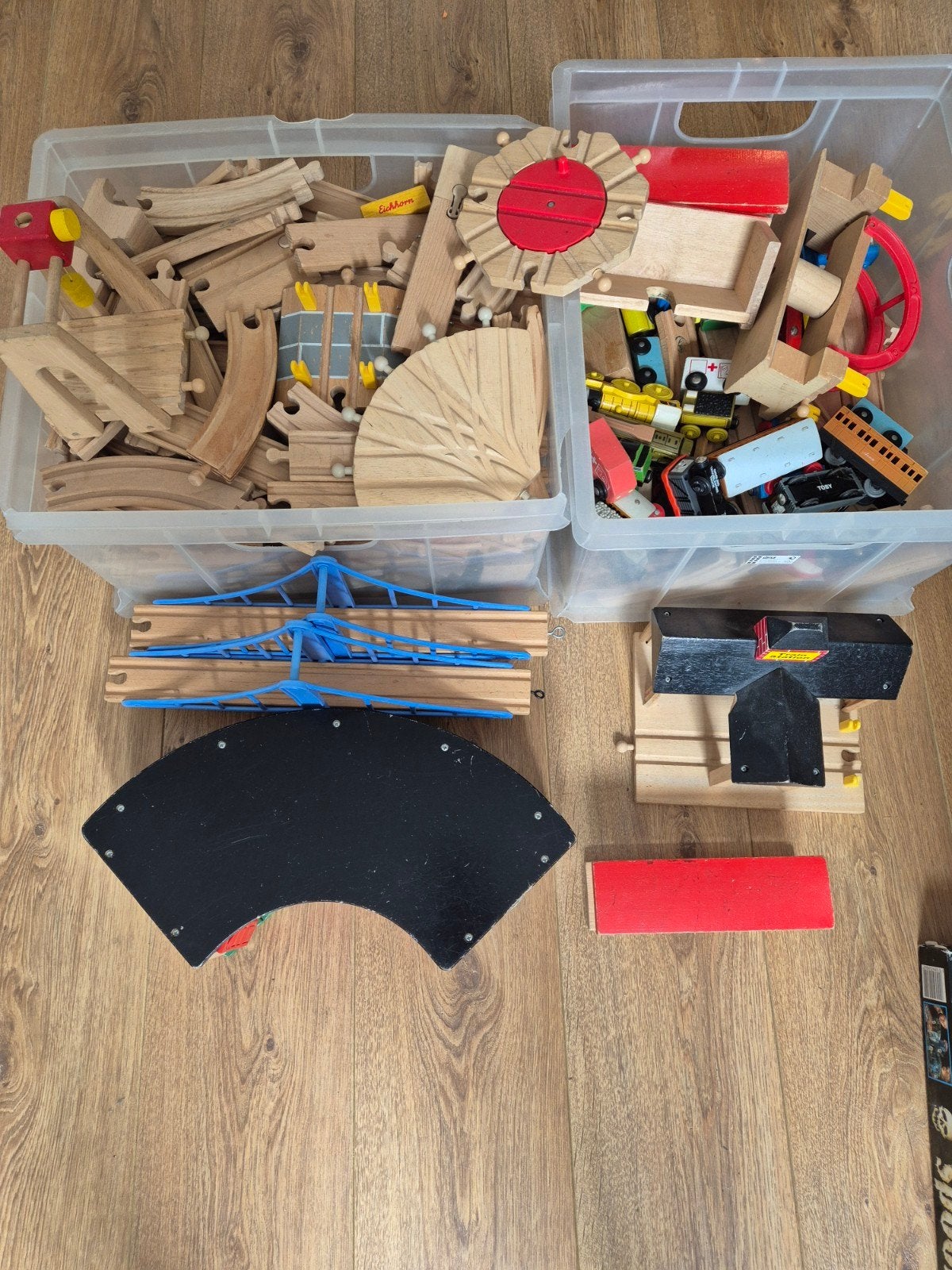 Grote set houten treinbaan met accessoires en treinen, Ophalen of Verzenden