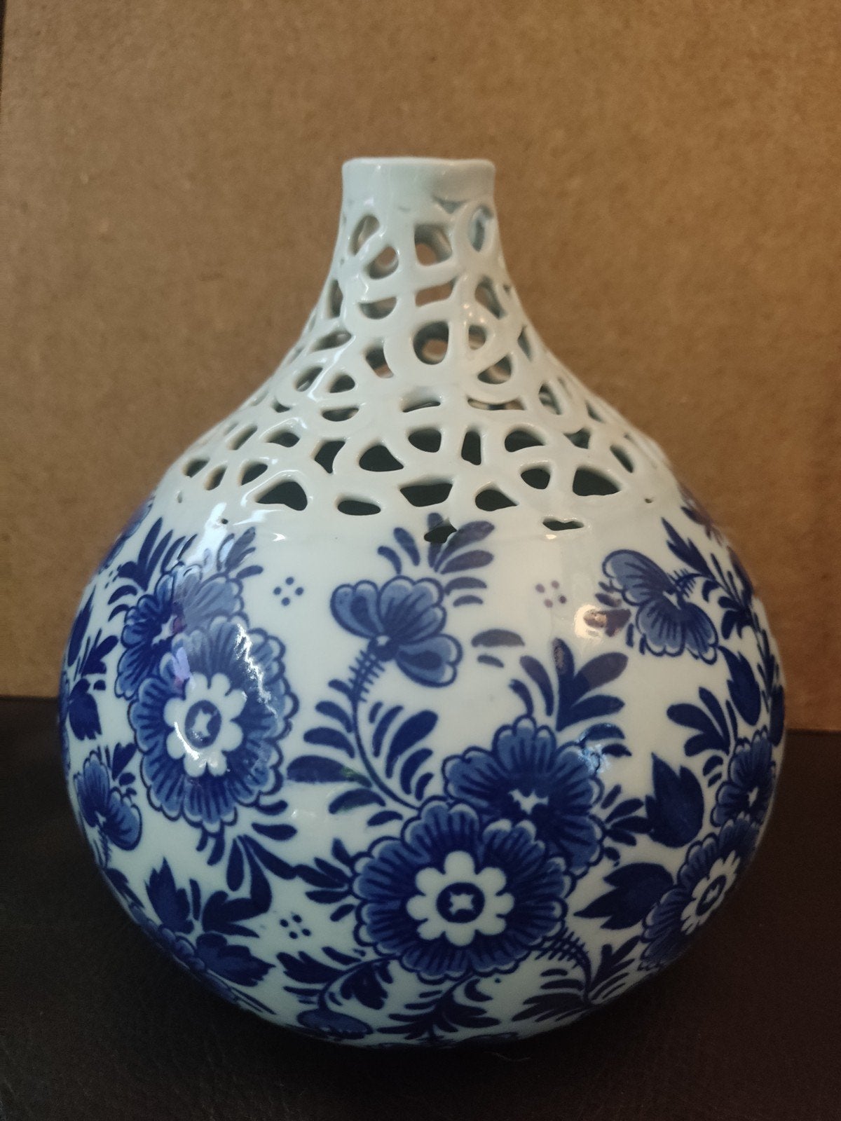Heinen Delfts Blauw Vaas F277 Holland - Opengewerkt Design, Verzenden