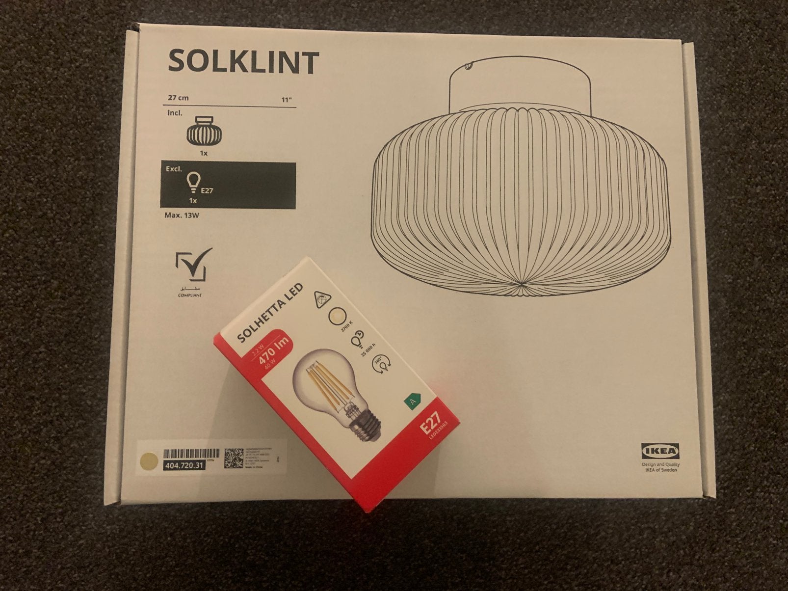 Plafond lamp Solklint, Ophalen, Zo goed als nieuw, Glas