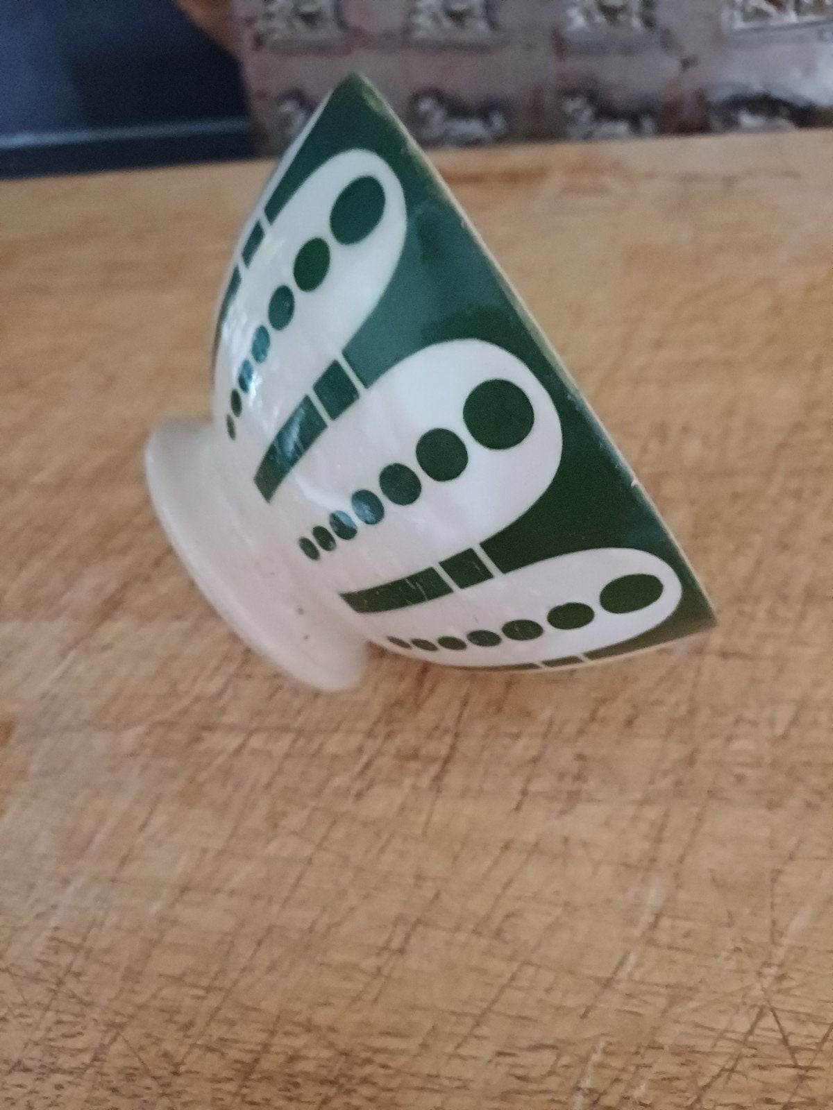 Brocante beboterde Spoelkom Societe Ceramique roomwit groen, Antiek en Kunst, Verzenden