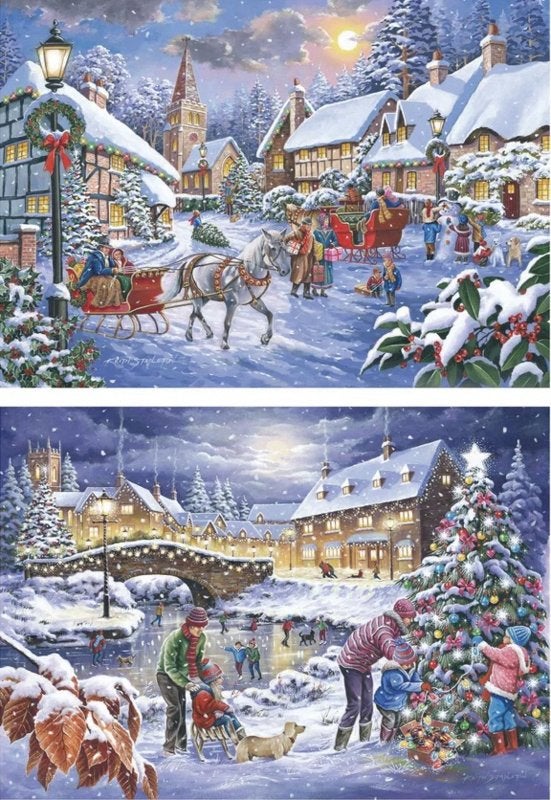House of Puzzles - Christmas is Coming - 2x500XL stukjes, Ophalen of Verzenden, 500 t/m 1500 stukjes, Nieuw, Legpuzzel