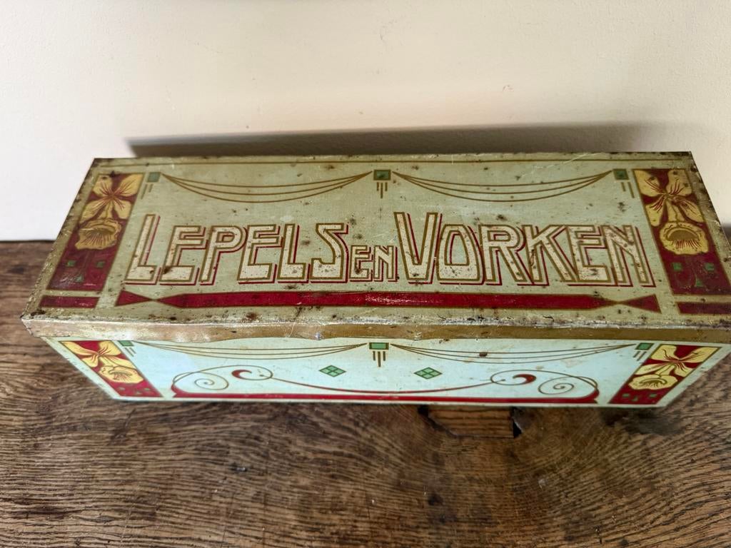 Oud jugendstil blik voor bestek, Verzamelen, Ophalen of Verzenden, Zo goed als nieuw, Overige