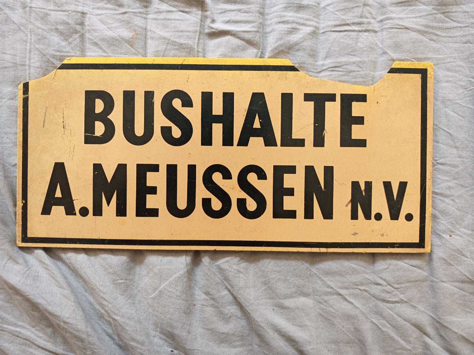 Bushalte bord  A. Meussen NV (Maastricht), Ophalen of Verzenden, Gebruikt, Trein, Overige typen