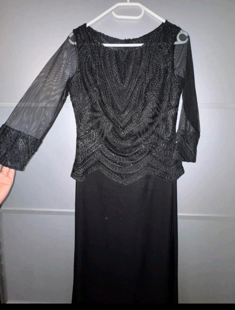 Elegante Zwarte Galajurk met Pailletten, Maat 38/40 (M), Galajurk, Zwart, Ophalen of Verzenden