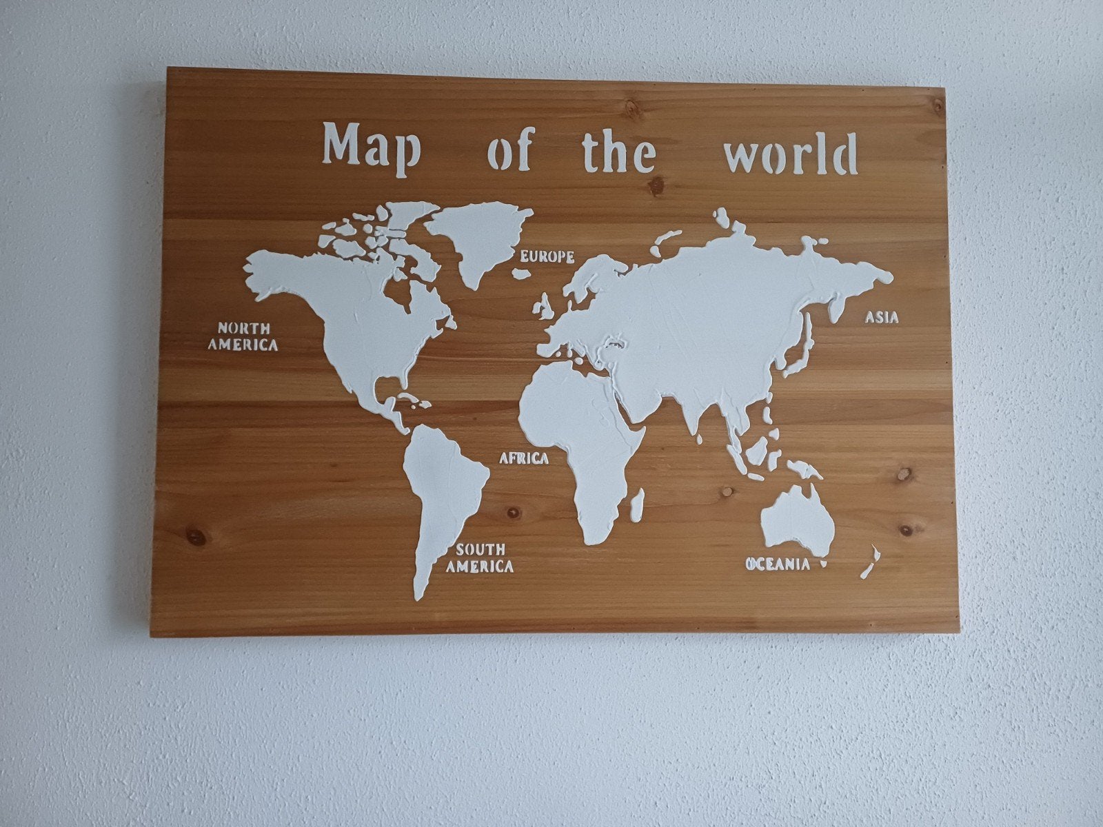 Houten wereldkaart / schilderij Map of the World, Ophalen, 50 – 75, Zo goed als nieuw, Schilderij