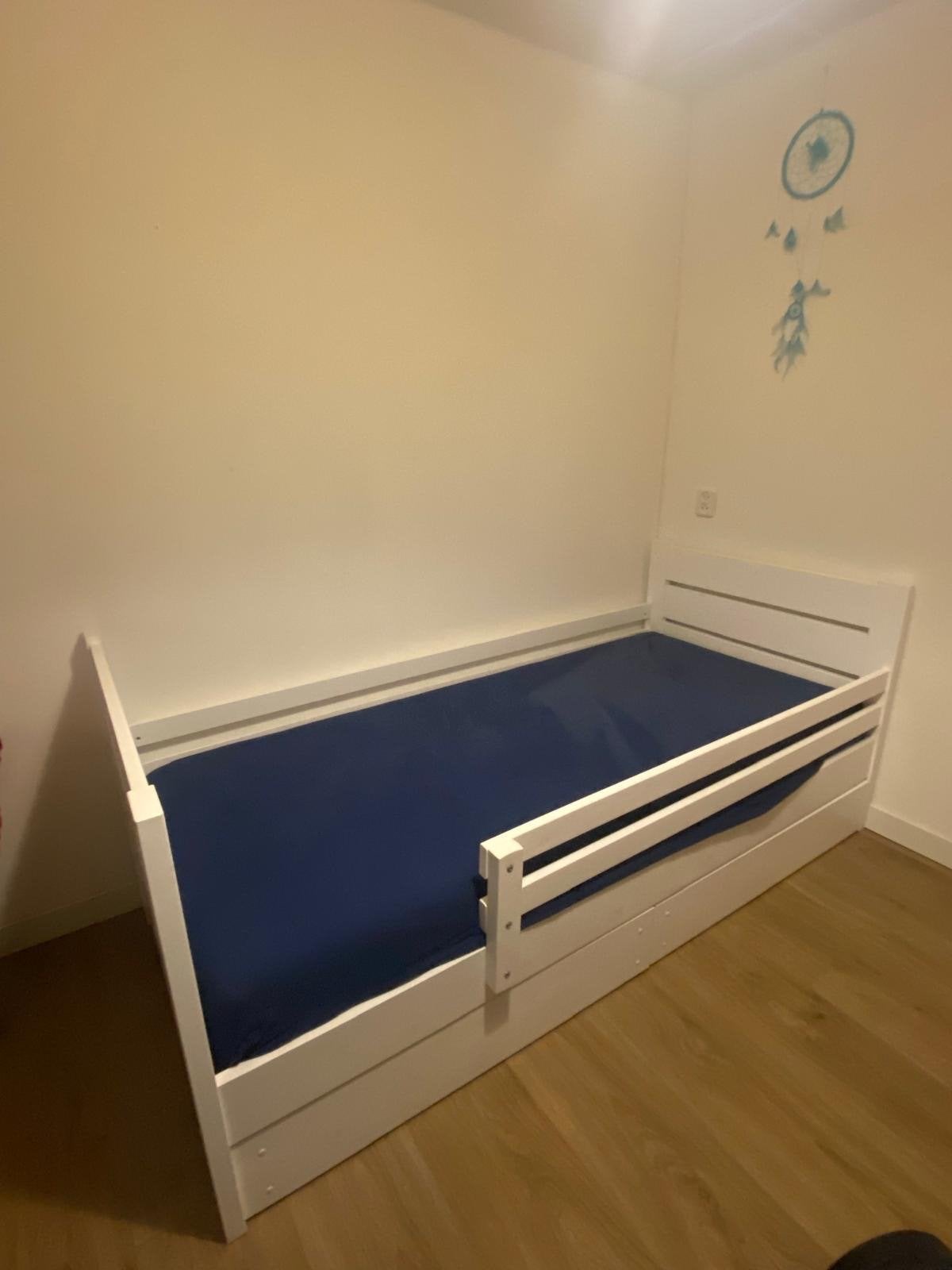 Wit kajuitbed 90x200 met opberglades, Gebruikt, 90 cm, Eenpersoons, Wit