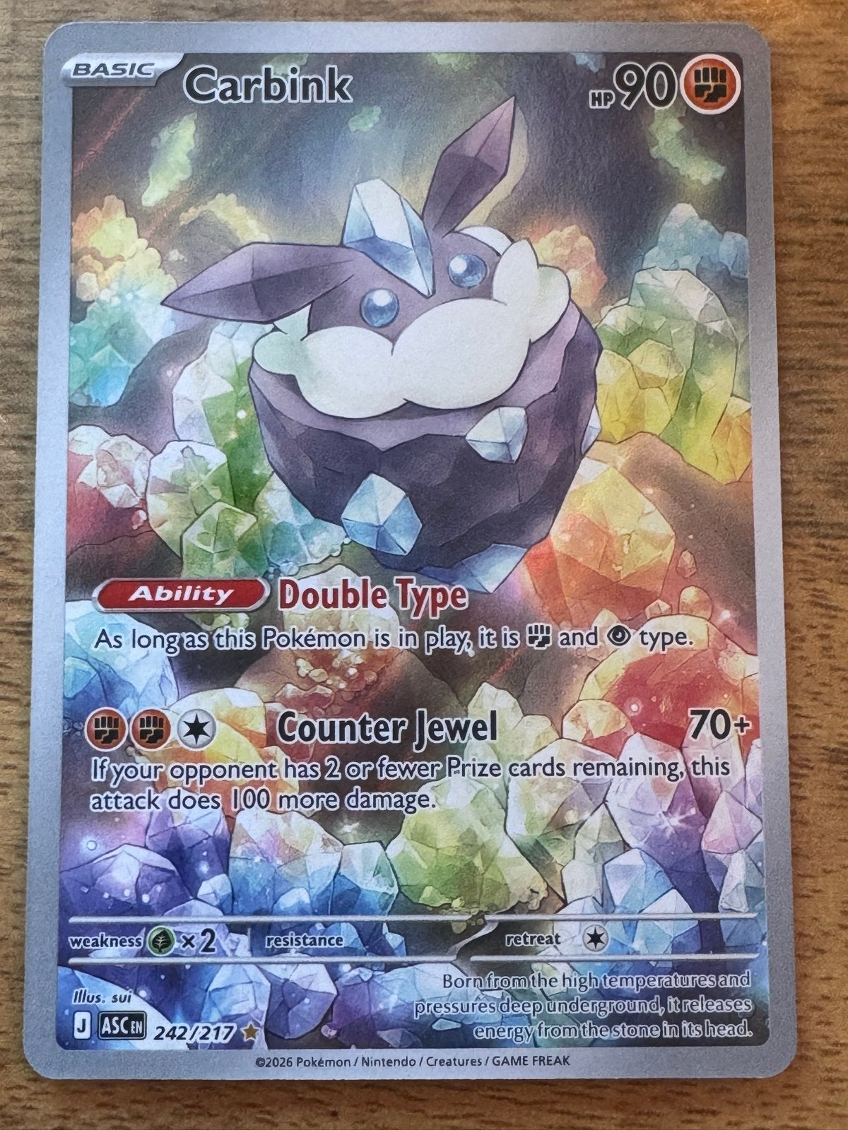 Carbink Pokémon Kaart 242/217 - Ascendant, Ophalen of Verzenden, Zo goed als nieuw, Losse kaart