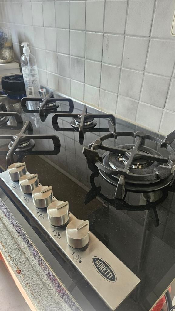 Boretti gaskookplaat 5 pits met wokbrander, Witgoed en Apparatuur, Kookplaten, Gebruikt, Ophalen of Verzenden, Inbouw, Gas