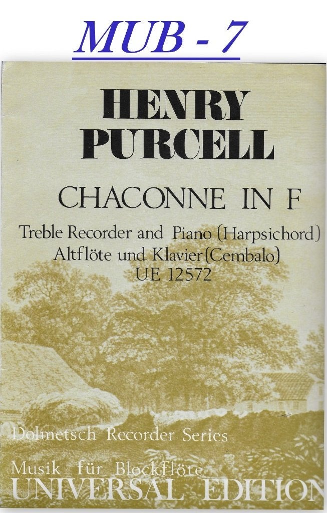 MUB7 bladmuziek Henry Purcell voor Piano en Blokfluit, Gebruikt, Ophalen of Verzenden, Blokfluit, Artiest of Componist