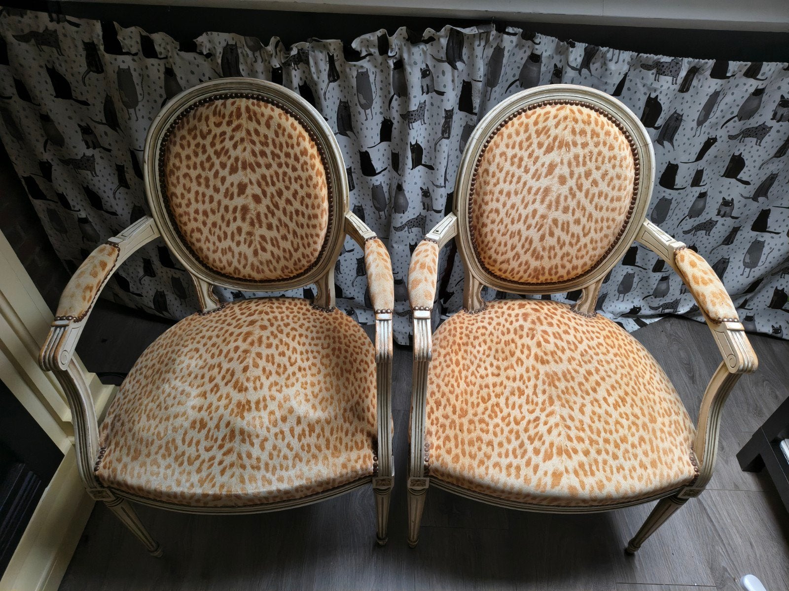 Set van 2 Vintage Stoelen met Luipaardprint, Ophalen