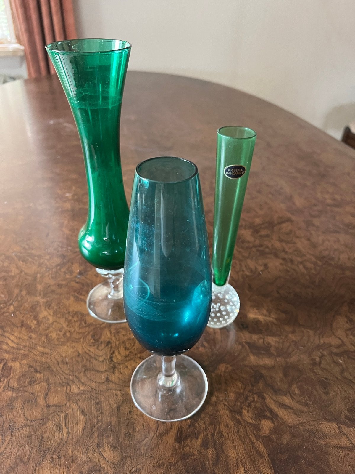 Set van 3 Vazen - Groen en Blauw, Antiek en Kunst, Ophalen of Verzenden
