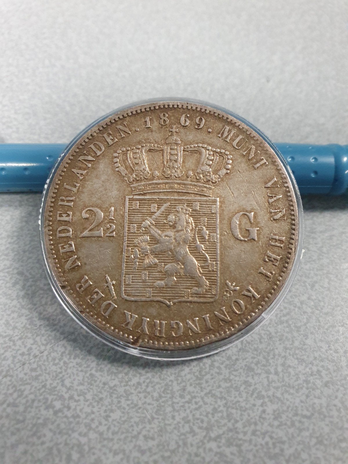 Zilveren 2½ Gulden Koning Willem III 1869, Koning Willem III, Zilver, Ophalen of Verzenden, Losse munt