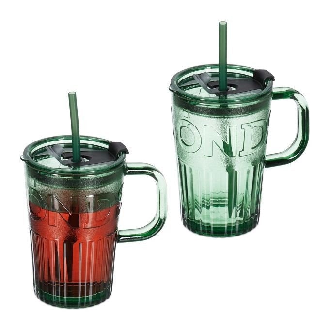 Set van 2 glazen bekers met handvat, -, -, Nieuw, Ophalen of Verzenden
