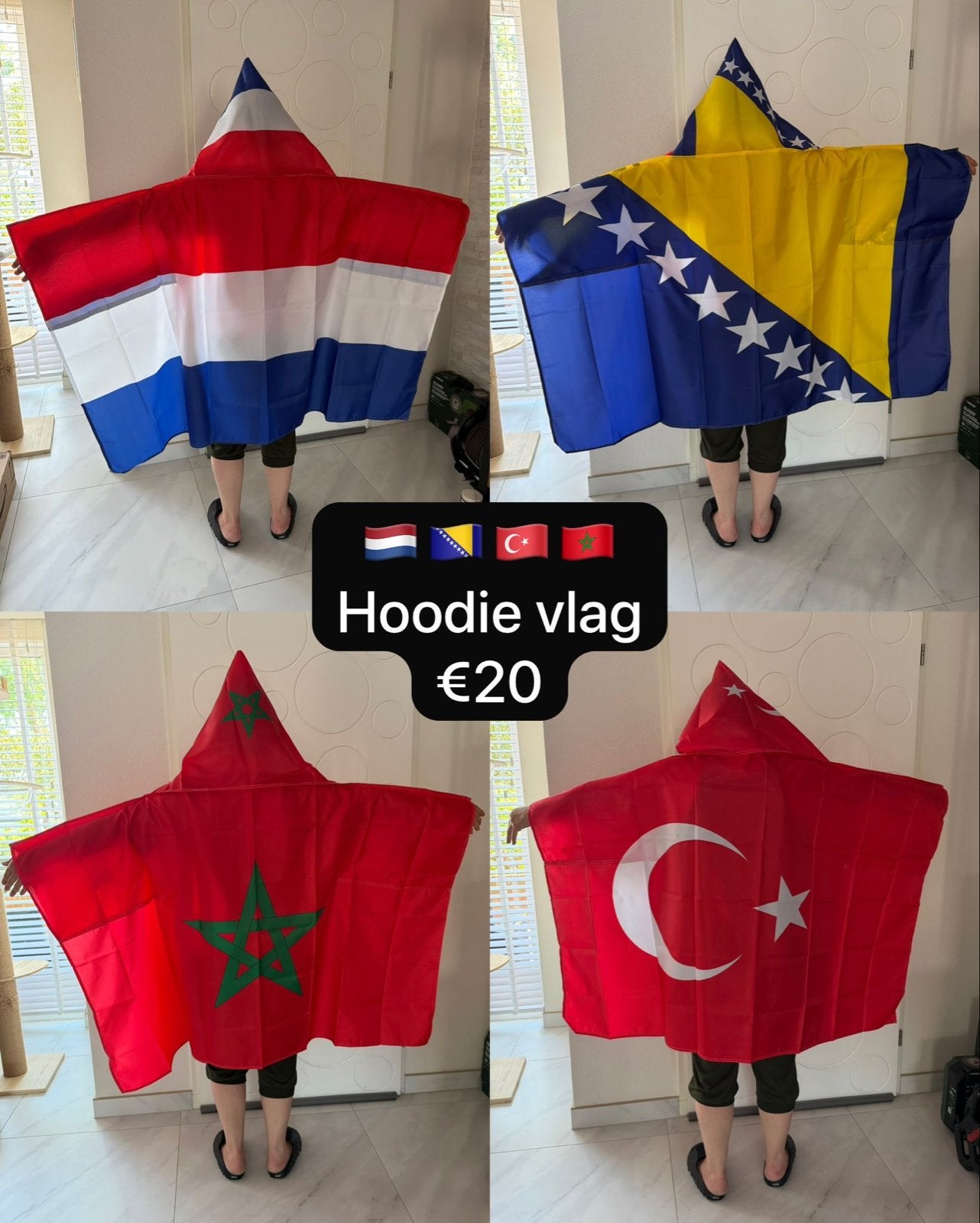 Hoodie Vlag Nederland, Marokko, Turkije Bosnie, Ophalen of Verzenden