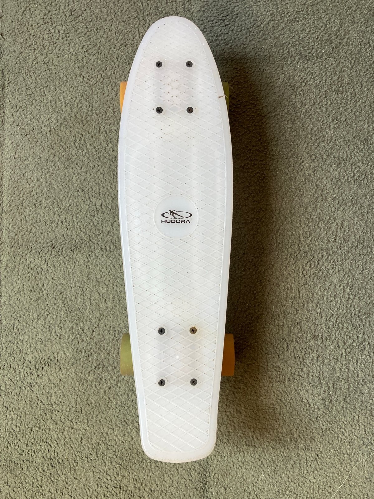 Hudora Skateboard - Wit met gekleurde wielen, Ophalen of Verzenden, Gebruikt, Skateboard
