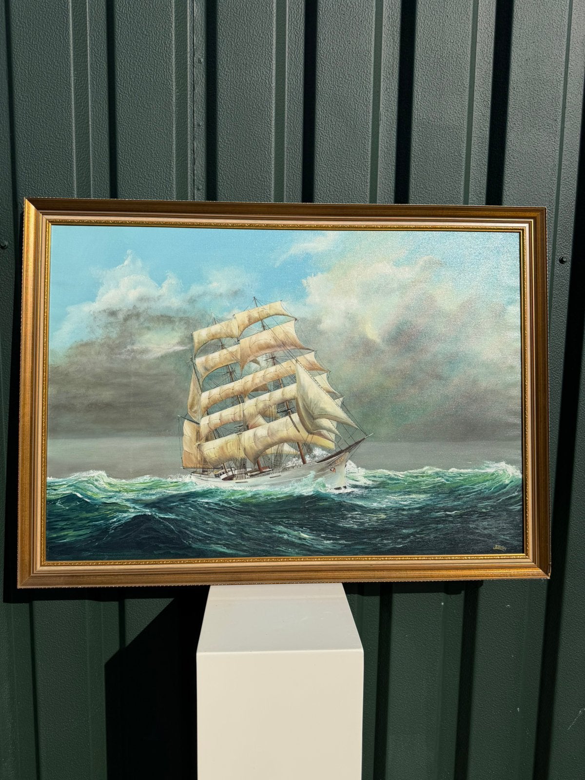Jos stam schilderij olieverfschilderij groot zeilschip zee, Antiek en Kunst, Ophalen, Maritiem / water, Doek, Realistisch