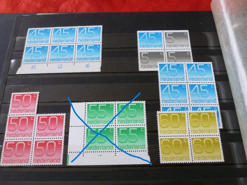 Postzegels - 5 blokken cijfers 5/45/50/60 cent postfris 1976, Ophalen of Verzenden, Na 1940, Postfris