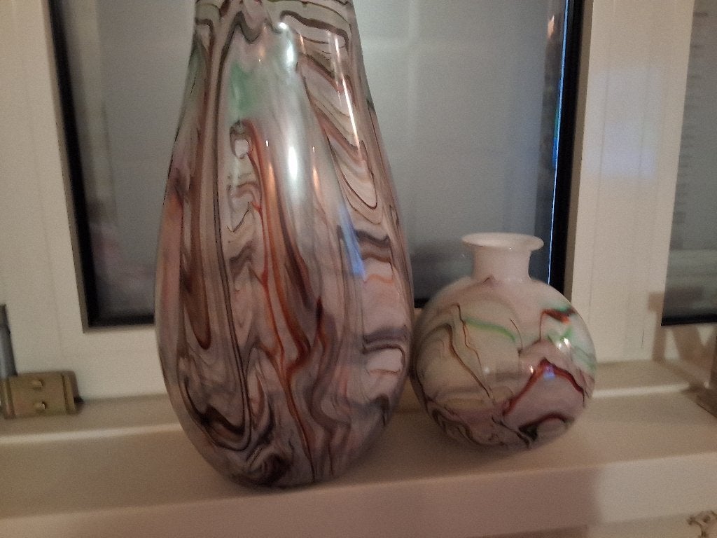 2 Handgeblazen glazen vazen, Ophalen, Overige kleuren, Nieuw, Glas