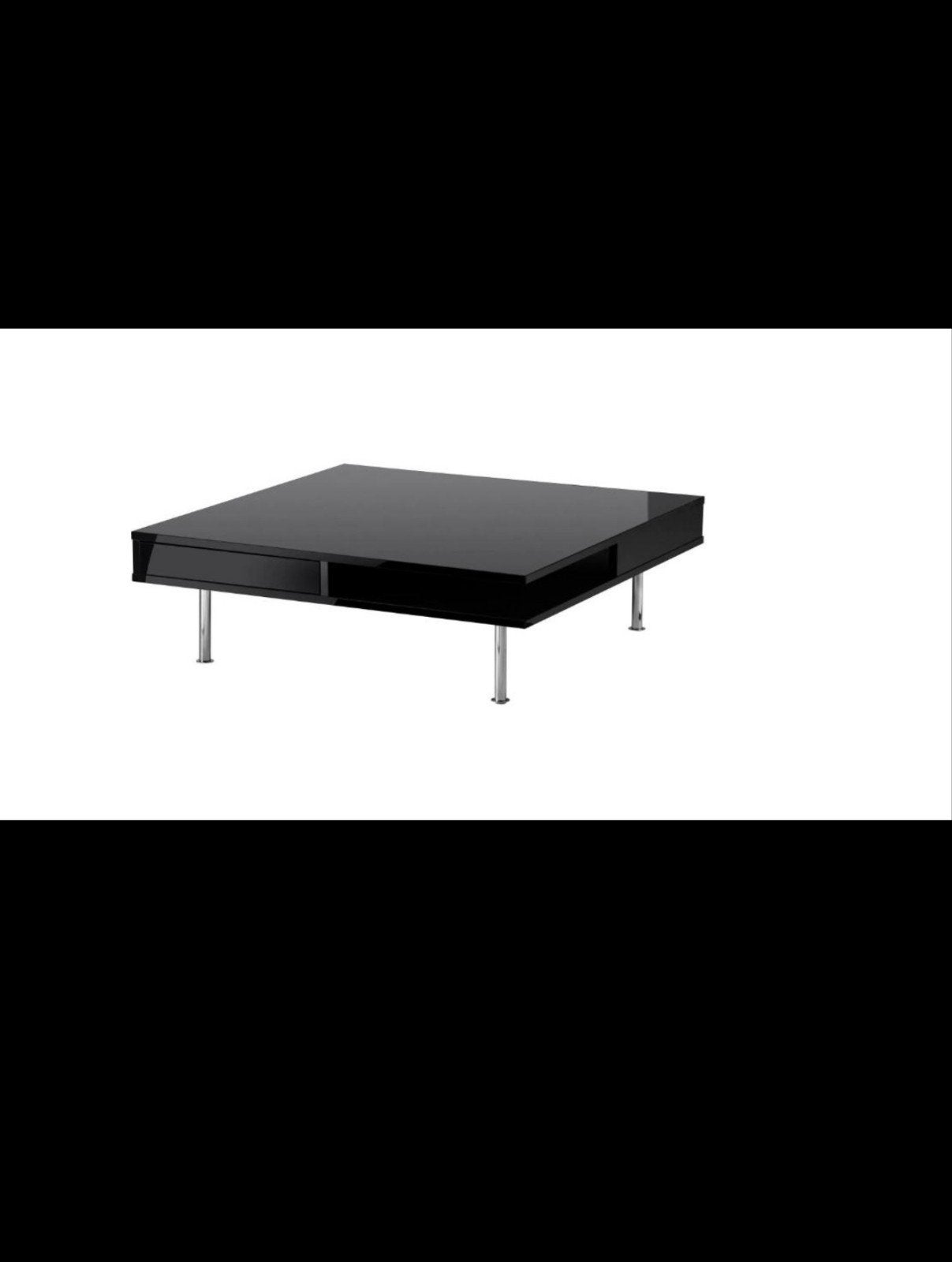 IKEA TOFTERYD Zwarte salontafel met glazen blad en metalen, Huis en Inrichting, Ophalen, Gebruikt, 50 tot 100 cm, Vierkant